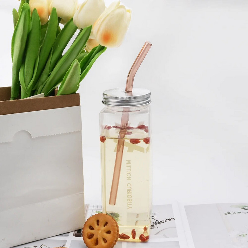 Magas boroszilikát tartalmú színes üveg szívószál szett Környezetbarát újrafelhasználható szívószál turmixokhoz koktélokhoz bár kiegészítők szívószálak