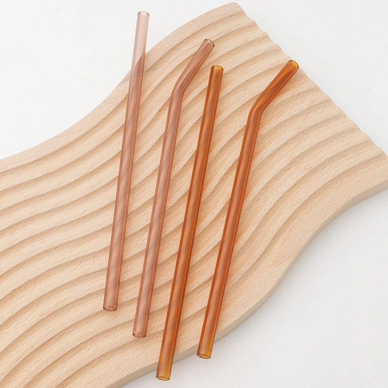 Magas boroszilikát tartalmú színes üveg szívószál szett Környezetbarát újrafelhasználható szívószál turmixokhoz koktélokhoz bár kiegészítők szívószálak