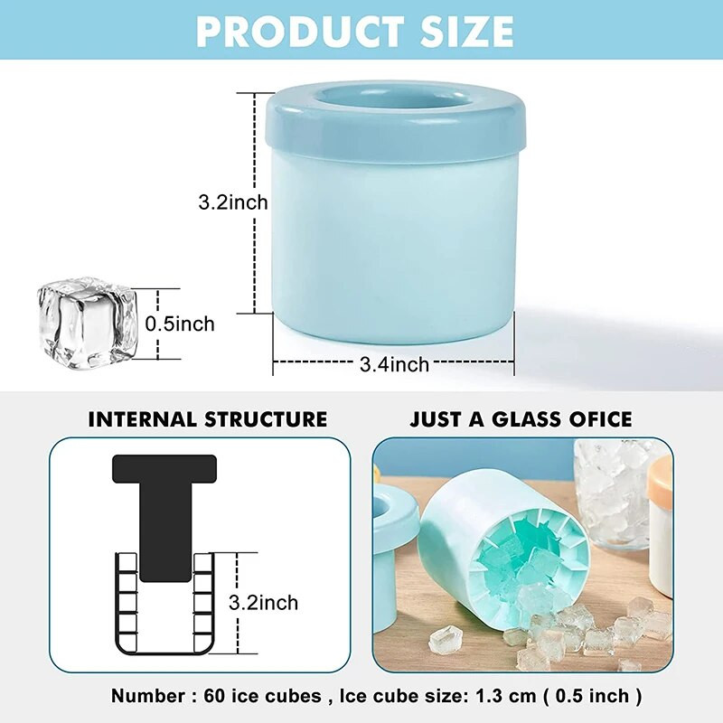 Cupă pentru găleată cu gheață din silicon Tavă pentru cuburi de gheață Tavă de calitate alimentară Cutie pentru aparat de gheață pentru congelare rapidă Produs de băuturi congelate de vară pentru bere cu whisky