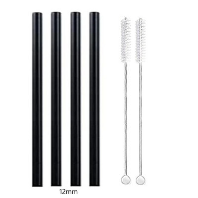 4 vnt tiesūs stikliniai šiaudeliai Daugkartiniai skaidrūs šiaudeliai 12 mm pločio kokteilių šiaudeliai, skirti Boba Bubble arbatos kokteiliams gėrimui