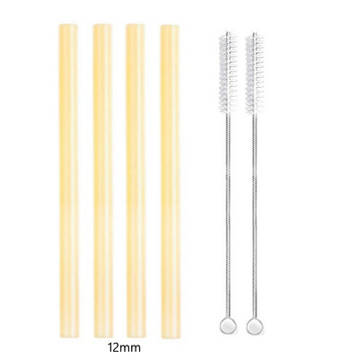 4 vnt tiesūs stikliniai šiaudeliai Daugkartiniai skaidrūs šiaudeliai 12 mm pločio kokteilių šiaudeliai, skirti Boba Bubble arbatos kokteiliams gėrimui
