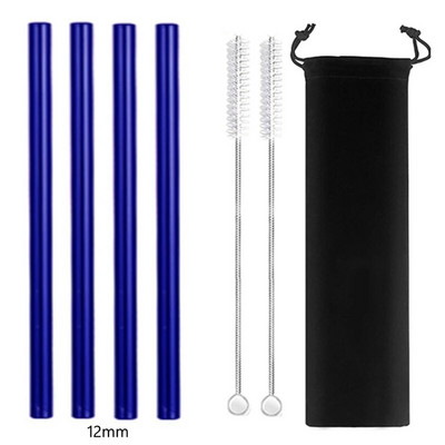 4 vnt tiesūs stikliniai šiaudeliai Daugkartiniai skaidrūs šiaudeliai 12 mm pločio kokteilių šiaudeliai, skirti Boba Bubble arbatos kokteiliams gėrimui