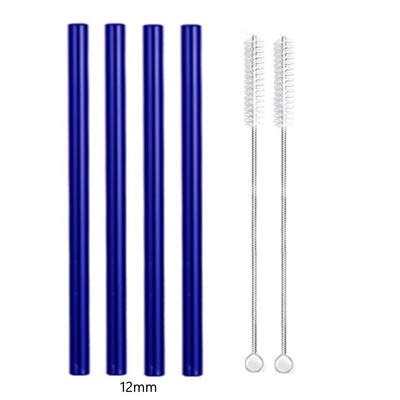 4 vnt tiesūs stikliniai šiaudeliai Daugkartiniai skaidrūs šiaudeliai 12 mm pločio kokteilių šiaudeliai, skirti Boba Bubble arbatos kokteiliams gėrimui