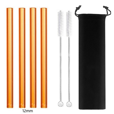 4 vnt tiesūs stikliniai šiaudeliai Daugkartiniai skaidrūs šiaudeliai 12 mm pločio kokteilių šiaudeliai, skirti Boba Bubble arbatos kokteiliams gėrimui