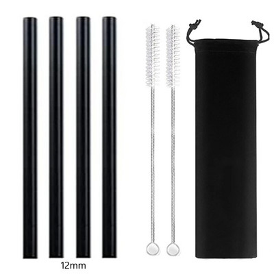 4 vnt tiesūs stikliniai šiaudeliai Daugkartiniai skaidrūs šiaudeliai 12 mm pločio kokteilių šiaudeliai, skirti Boba Bubble arbatos kokteiliams gėrimui