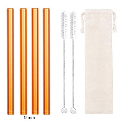 4 vnt tiesūs stikliniai šiaudeliai Daugkartiniai skaidrūs šiaudeliai 12 mm pločio kokteilių šiaudeliai, skirti Boba Bubble arbatos kokteiliams gėrimui