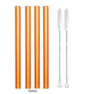 4 vnt tiesūs stikliniai šiaudeliai Daugkartiniai skaidrūs šiaudeliai 12 mm pločio kokteilių šiaudeliai, skirti Boba Bubble arbatos kokteiliams gėrimui