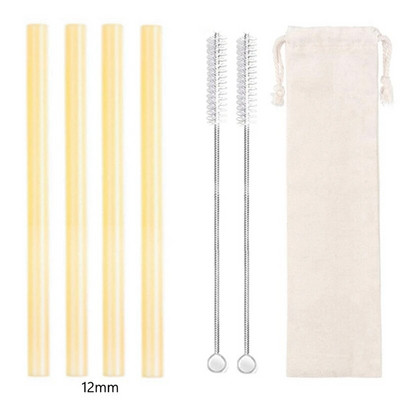 4 vnt tiesūs stikliniai šiaudeliai Daugkartiniai skaidrūs šiaudeliai 12 mm pločio kokteilių šiaudeliai, skirti Boba Bubble arbatos kokteiliams gėrimui