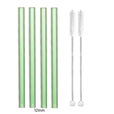 4 vnt tiesūs stikliniai šiaudeliai Daugkartiniai skaidrūs šiaudeliai 12 mm pločio kokteilių šiaudeliai, skirti Boba Bubble arbatos kokteiliams gėrimui