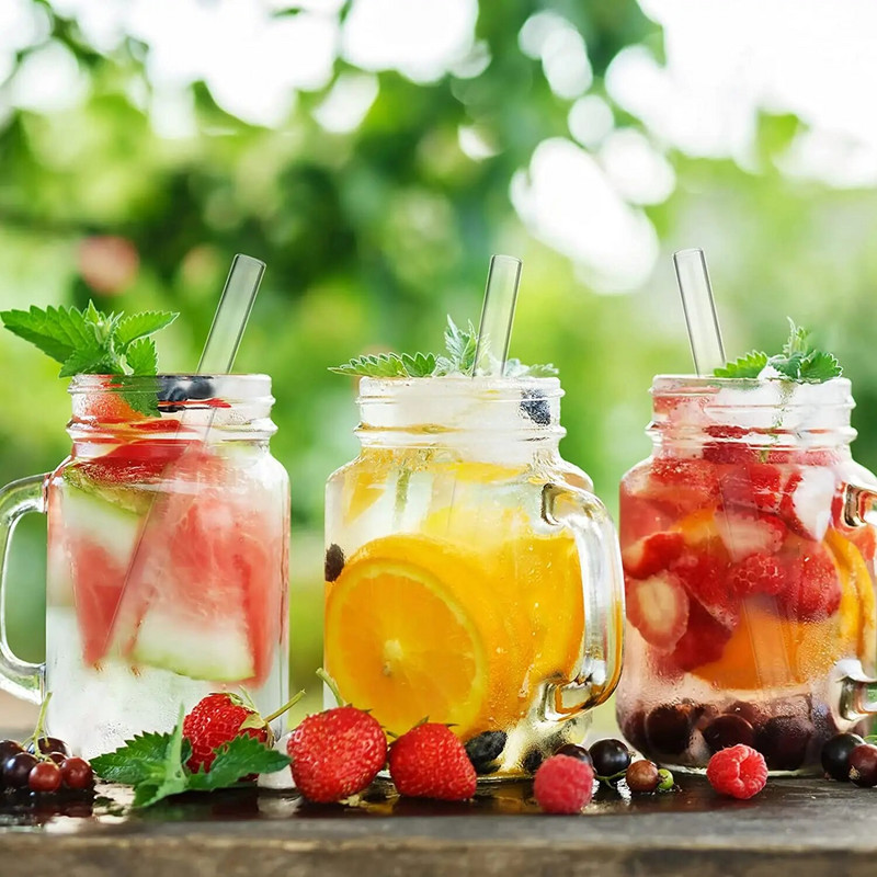 4 vnt tiesūs stikliniai šiaudeliai Daugkartiniai skaidrūs šiaudeliai 12 mm pločio kokteilių šiaudeliai, skirti Boba Bubble arbatos kokteiliams gėrimui