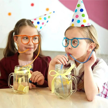 Αστεία μαλακά ψάθινα ποτήρια Πλαστικά καλαμάκια πόσιμου Μοναδικά εύκαμπτα ποτήρια για παιδιά Αξεσουάρ για πάρτι γενεθλίων