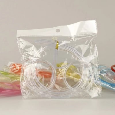 Juokingi minkšti šiaudiniai akiniai Plastikiniai šiaudeliai Unikalūs lankstūs gėrimo vamzdeliai Vaikų gimtadienio šventės reikmenys Priedai