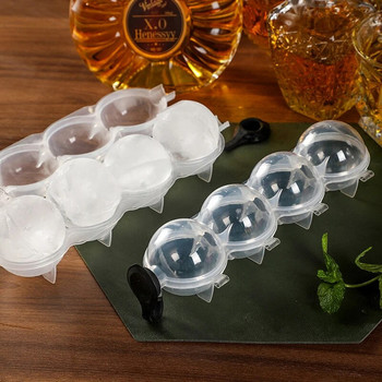 4 Hole Ice Cube Silicone Ice Ball Maker Whisky Cocktail Bodka Ball Mold Στρογγυλή μπάλα πάγου για Party Bar Εργαλείο παρασκευής κουζίνας