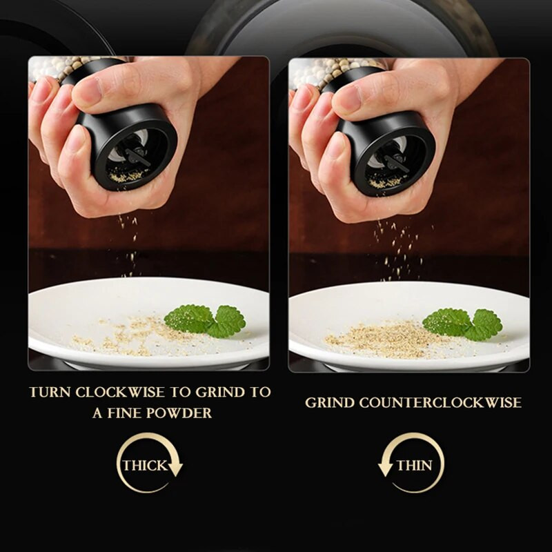 Mașină de râșnită pentru sare și piper din oțel inoxidabil Agitator de piper reîncărcat cu grosime reglabilă, recipient pentru condimente, râșniță de bucătărie
