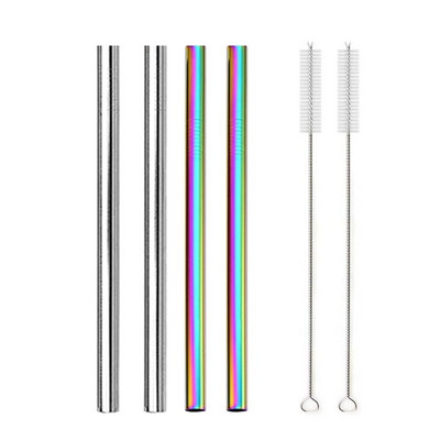 Didelis 12 mm burbulinis arbatos kokteilio šiaudelis, daugkartinio naudojimo metalinis šiaudelis 304 nerūdijančio plieno geriamųjų šiaudelių rinkinys Baras Boba tiesūs šiaudeliai