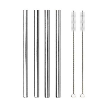 Didelis 12 mm burbulinis arbatos kokteilio šiaudelis, daugkartinio naudojimo metalinis šiaudelis 304 nerūdijančio plieno geriamųjų šiaudelių rinkinys Baras Boba tiesūs šiaudeliai