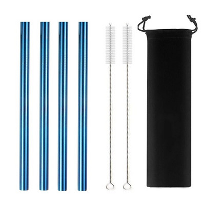 Didelis 12 mm burbulinis arbatos kokteilio šiaudelis, daugkartinio naudojimo metalinis šiaudelis 304 nerūdijančio plieno geriamųjų šiaudelių rinkinys Baras Boba tiesūs šiaudeliai