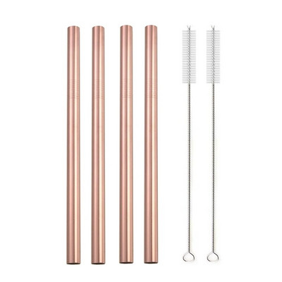 Didelis 12 mm burbulinis arbatos kokteilio šiaudelis, daugkartinio naudojimo metalinis šiaudelis 304 nerūdijančio plieno geriamųjų šiaudelių rinkinys Baras Boba tiesūs šiaudeliai