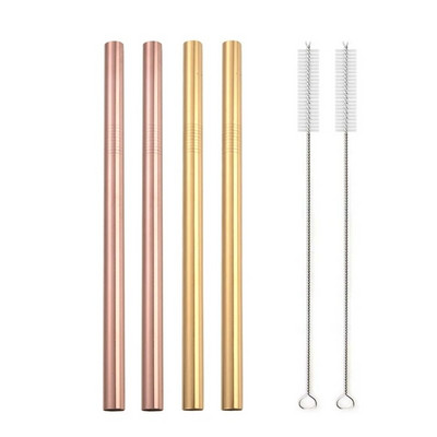 Didelis 12 mm burbulinis arbatos kokteilio šiaudelis, daugkartinio naudojimo metalinis šiaudelis 304 nerūdijančio plieno geriamųjų šiaudelių rinkinys Baras Boba tiesūs šiaudeliai