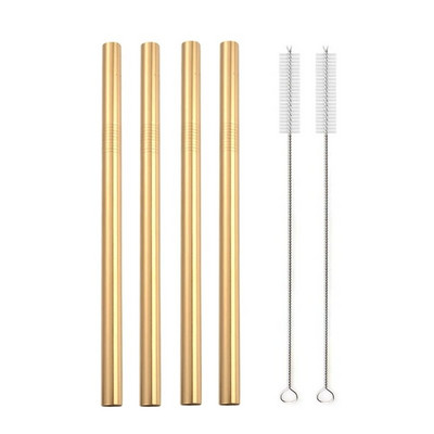 Didelis 12 mm burbulinis arbatos kokteilio šiaudelis, daugkartinio naudojimo metalinis šiaudelis 304 nerūdijančio plieno geriamųjų šiaudelių rinkinys Baras Boba tiesūs šiaudeliai