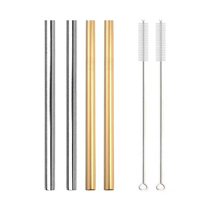 Didelis 12 mm burbulinis arbatos kokteilio šiaudelis, daugkartinio naudojimo metalinis šiaudelis 304 nerūdijančio plieno geriamųjų šiaudelių rinkinys Baras Boba tiesūs šiaudeliai