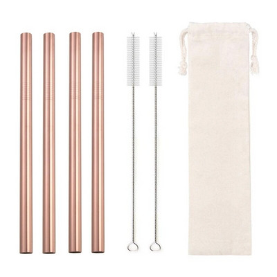 Didelis 12 mm burbulinis arbatos kokteilio šiaudelis, daugkartinio naudojimo metalinis šiaudelis 304 nerūdijančio plieno geriamųjų šiaudelių rinkinys Baras Boba tiesūs šiaudeliai