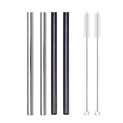 Didelis 12 mm burbulinis arbatos kokteilio šiaudelis, daugkartinio naudojimo metalinis šiaudelis 304 nerūdijančio plieno geriamųjų šiaudelių rinkinys Baras Boba tiesūs šiaudeliai