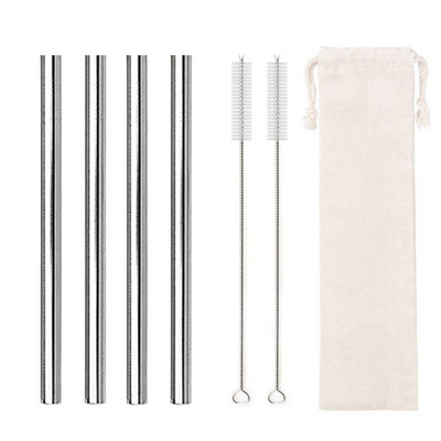 Didelis 12 mm burbulinis arbatos kokteilio šiaudelis, daugkartinio naudojimo metalinis šiaudelis 304 nerūdijančio plieno geriamųjų šiaudelių rinkinys Baras Boba tiesūs šiaudeliai