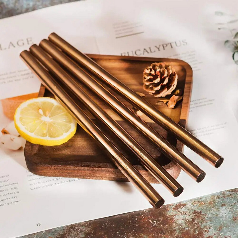 Paie mare de 12 mm Bubble Tea Milkshake Paie metalice reutilizabile 304 Set de paie de băut din oțel inoxidabil Bar Boba Tuburi drepte de paie