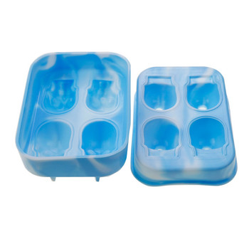 1PCS LMETJMA 3D тава за кубчета лед с череп и фуния Силиконова гъвкава 4 кухини Форми за ледогенератор Ice Cube Maker Инструменти за сладолед