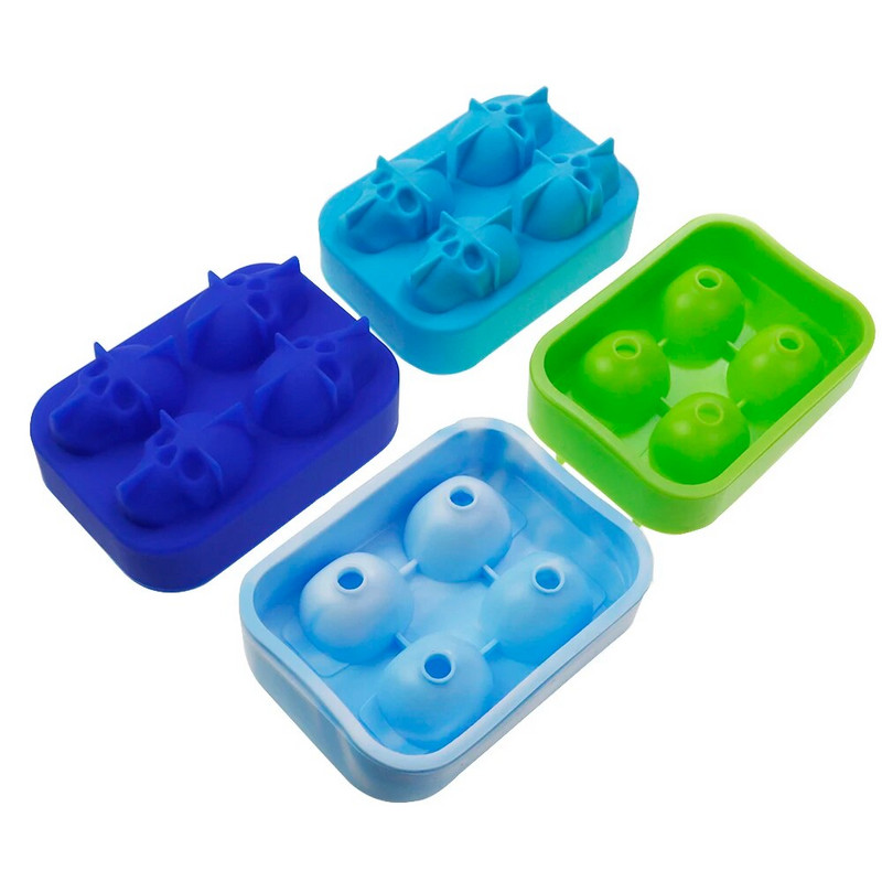 1 buc. LMETJMA 3D craniu tavă pentru cuburi de gheață cu pâlnie din silicon Flexibil cu 4 cavități pentru aparatul de gheață, instrumente pentru înghețată