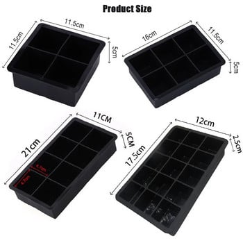 Big Ice Food Mold Giant Jumbo Large Food Grade Silicone Ice Cube Square Tray Mold DIY Ice Maker Δίσκος για παγάκια 4/6/8/15 Πλέγμα