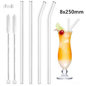 25 cm stikliniai kokteilių šiaudeliai 10 colių x 8 mm ilgio daugkartinio naudojimo skaidrūs geriamieji šiaudeliai kokteilių kokteilių gėrimams
