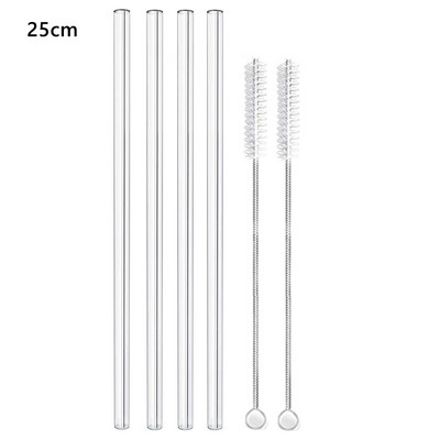 25 cm stikliniai kokteilių šiaudeliai 10 colių x 8 mm ilgio daugkartinio naudojimo skaidrūs geriamieji šiaudeliai kokteilių kokteilių gėrimams