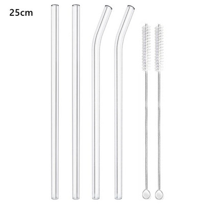 25 cm stikliniai kokteilių šiaudeliai 10 colių x 8 mm ilgio daugkartinio naudojimo skaidrūs geriamieji šiaudeliai kokteilių kokteilių gėrimams
