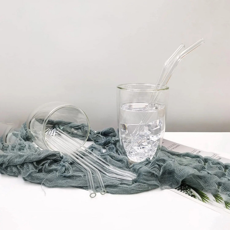 25 cm stikliniai kokteilių šiaudeliai 10 colių x 8 mm ilgio daugkartinio naudojimo skaidrūs geriamieji šiaudeliai kokteilių kokteilių gėrimams