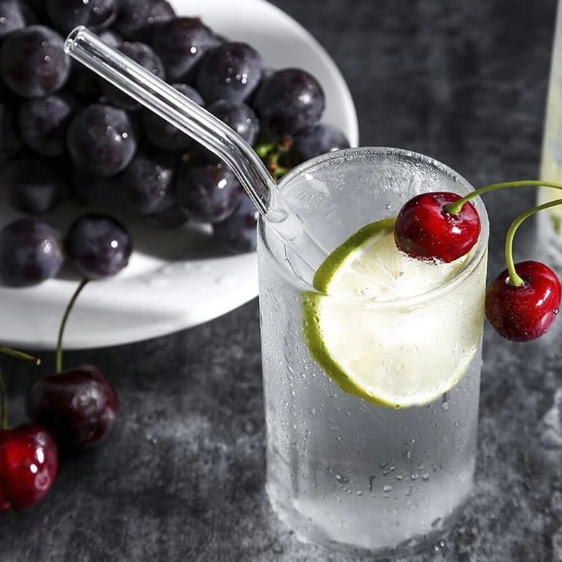 25 cm stikliniai kokteilių šiaudeliai 10 colių x 8 mm ilgio daugkartinio naudojimo skaidrūs geriamieji šiaudeliai kokteilių kokteilių gėrimams