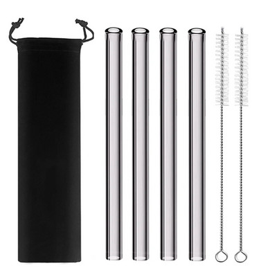 4 vnt spalvingi plataus stiklo šiaudeliai Ekologiški daugkartinio naudojimo stikliniai gėrimo šiaudeliai kampuoti antgaliai arbatos burbuliukų šiaudeliai Boba pieno kokteiliams