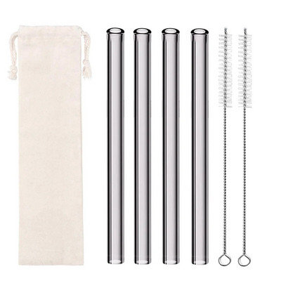 4 vnt spalvingi plataus stiklo šiaudeliai Ekologiški daugkartinio naudojimo stikliniai gėrimo šiaudeliai kampuoti antgaliai arbatos burbuliukų šiaudeliai Boba pieno kokteiliams