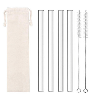 4 vnt spalvingi plataus stiklo šiaudeliai Ekologiški daugkartinio naudojimo stikliniai gėrimo šiaudeliai kampuoti antgaliai arbatos burbuliukų šiaudeliai Boba pieno kokteiliams