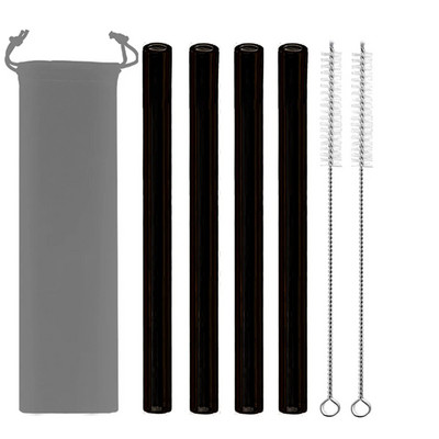 4 vnt spalvingi plataus stiklo šiaudeliai Ekologiški daugkartinio naudojimo stikliniai gėrimo šiaudeliai kampuoti antgaliai arbatos burbuliukų šiaudeliai Boba pieno kokteiliams