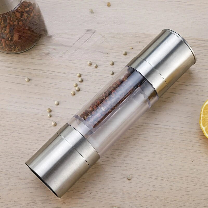 Rasnita de piper cu dublu scop, din otel inoxidabil, unelte de bucatarie, sare de mare si piper negru, macinata manuala cu doua capete