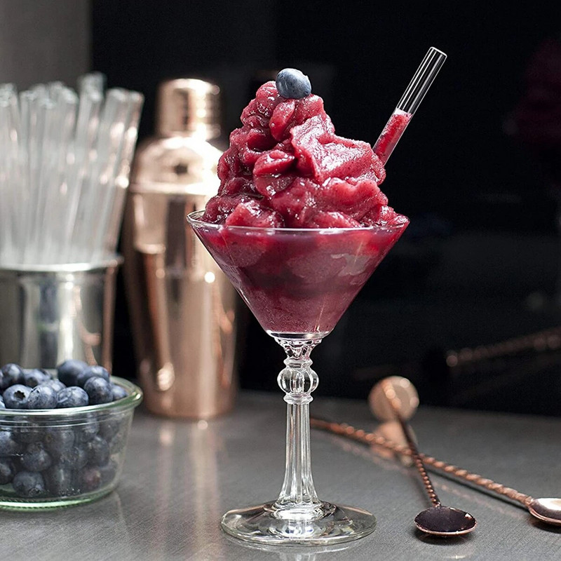 15/20/25 cm-es szett üveg szívószálak átlátszó, hosszú, újrafelhasználható üveg szívószálak koktélturmixokhoz, italos edényekhez