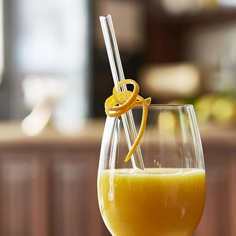 15/20/25 cm-es szett üveg szívószálak átlátszó, hosszú, újrafelhasználható üveg szívószálak koktélturmixokhoz, italos edényekhez