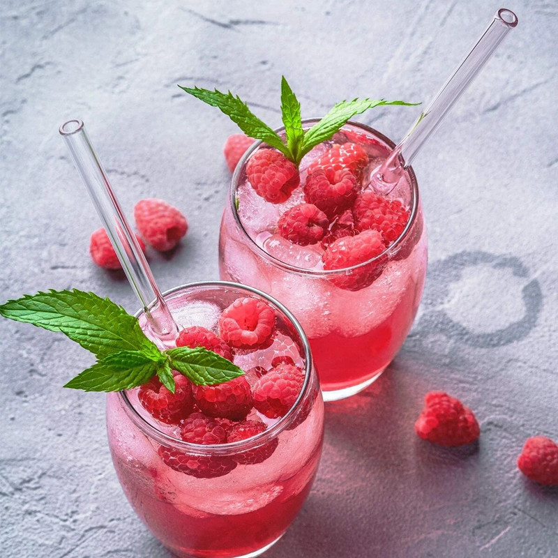 15/20/25 cm-es szett üveg szívószálak átlátszó, hosszú, újrafelhasználható üveg szívószálak koktélturmixokhoz, italos edényekhez