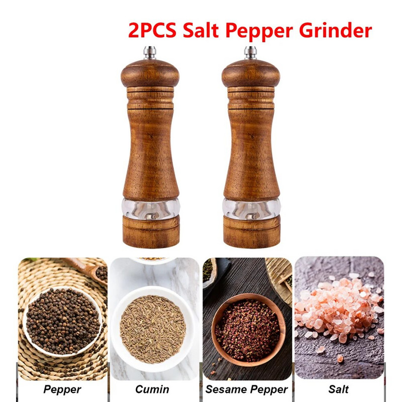 2 buc 4/6 inch mori de sare si piper macinata din ceramica moara de piper reglabila macinata de piper sticla manuala de condiment macinat unelte de bucatarie