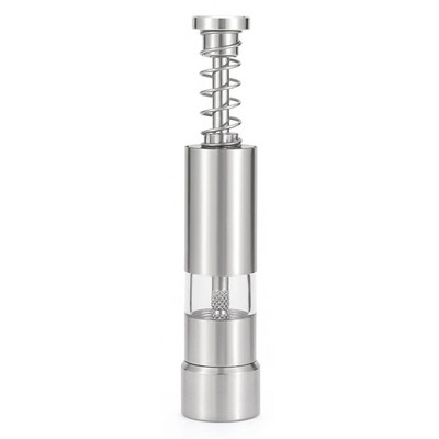 Egykezes mini sóbors daráló rozsdamentes acél hüvelykujj nyomó bors fűszerdaráló átlátszó konyhai szerszám tartozékok