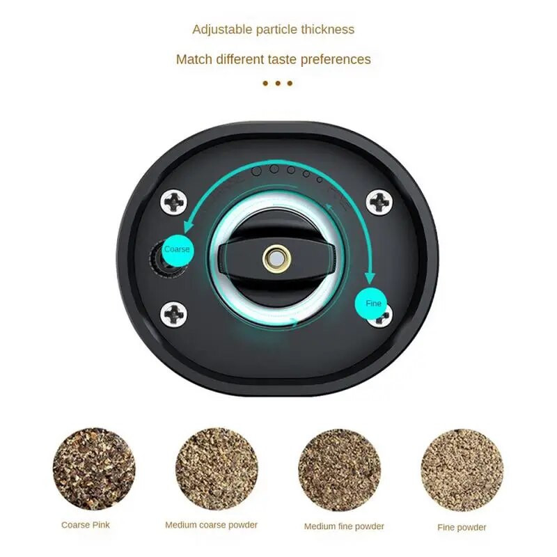 Elektrinė automatinė pipirų ir druskos malūnėlis su LED šviesa reguliuojamu šiurkštumo gravitacijos jutikliu Mini Smart