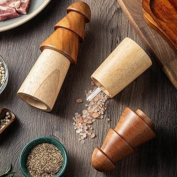 Μύλος αλατιού και πιπεριού, μύλος πιπεριάς μπαχαρικών από μασίφ ξύλο με ισχυρό ρυθμιζόμενο κεραμικό μύλο Εργαλεία μαγειρικής κουζίνας
