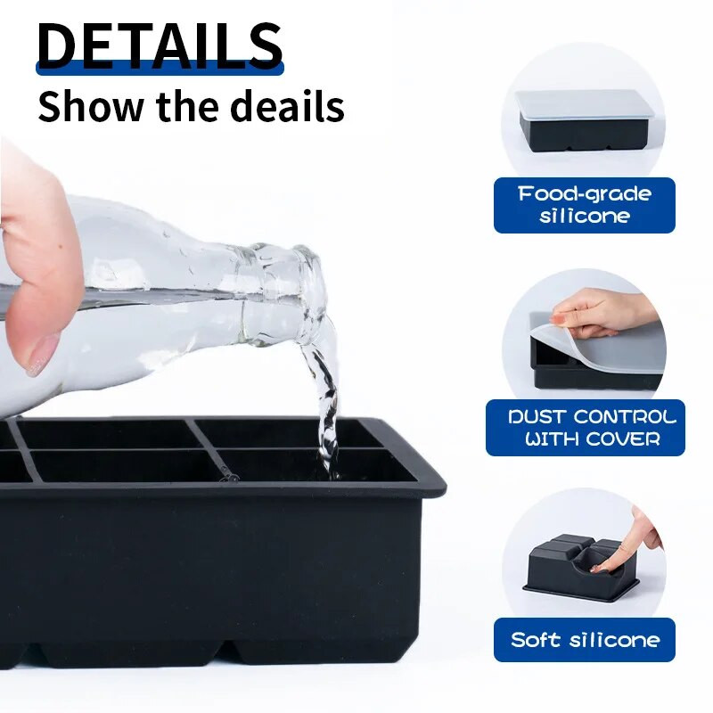 4/6 Silikoonist jääkuubiku vorm must jääpalli vorm ümmargune nelinurkne jääkandik vorm toidukvaliteediga korduvkasutatav jäämasin jäätise tööriistad